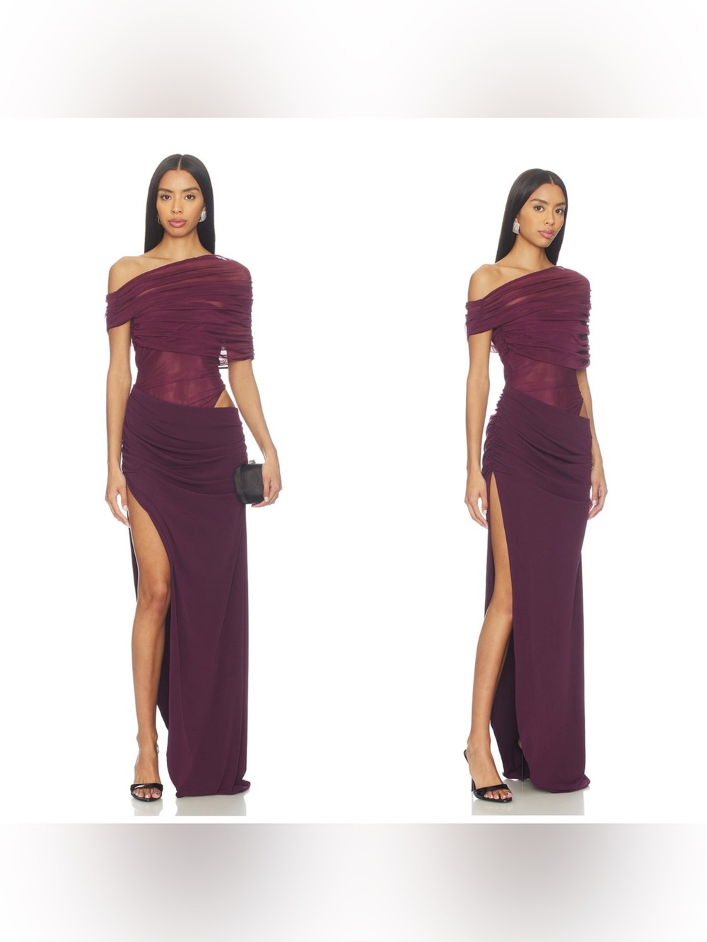 NWT NBD ROMI Mesh maxi dress in Deep Plum